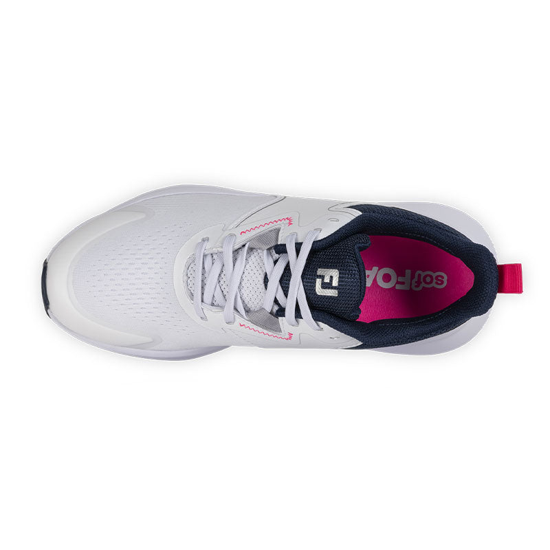 FOOTJOY FJ QMotion Women's Spikeless Shoes (White/Blue/Pink)