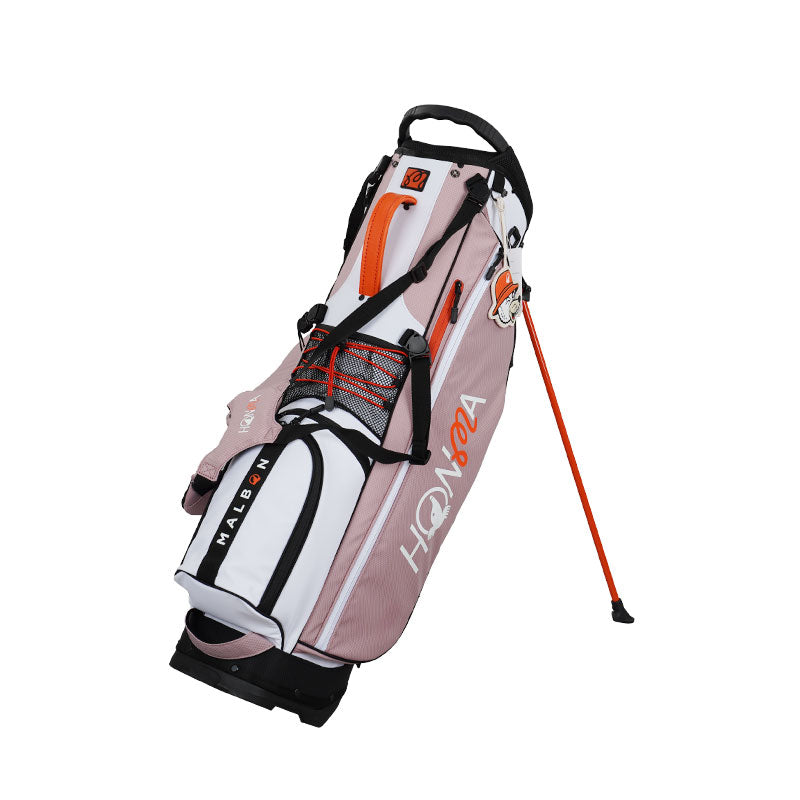 HONMA x Malbon Golf Performance 9" Stand Bag (Pink/White/Black)