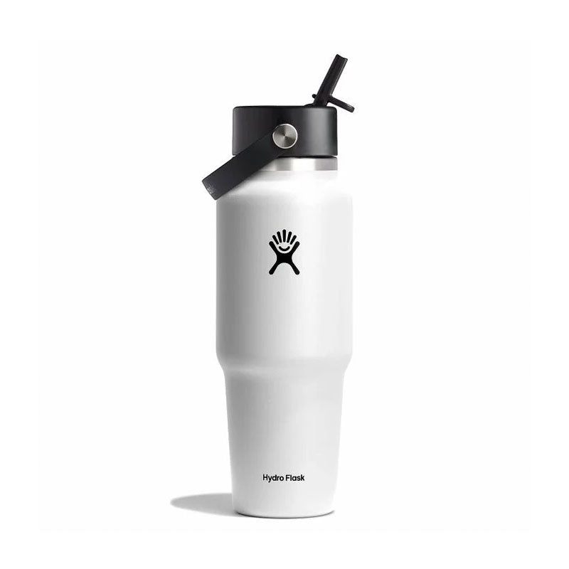 HYDRO FLASK Wide Mouth Travel Bottle With Flex Straw Cap 32oz (White)
