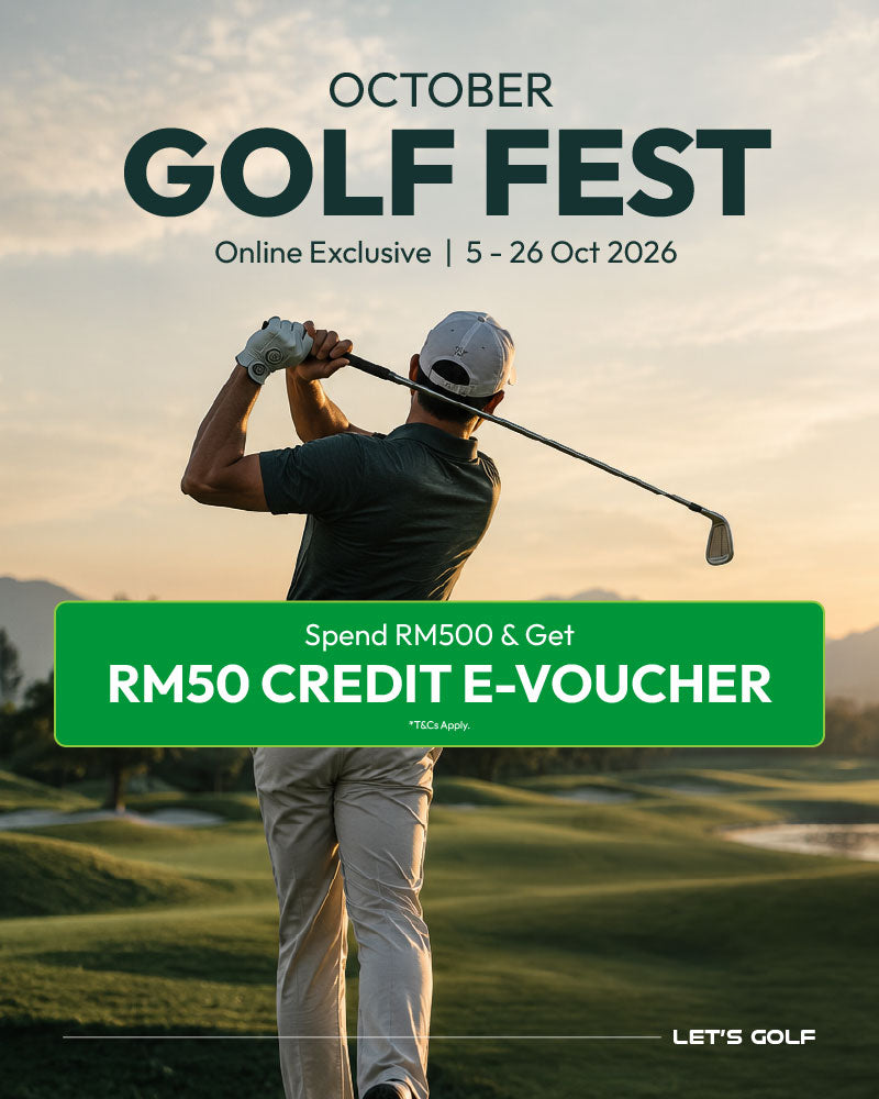 MST Golf Online Exclusive "October Golf Fest' offering RM50 credit e-voucher with spending RM500.