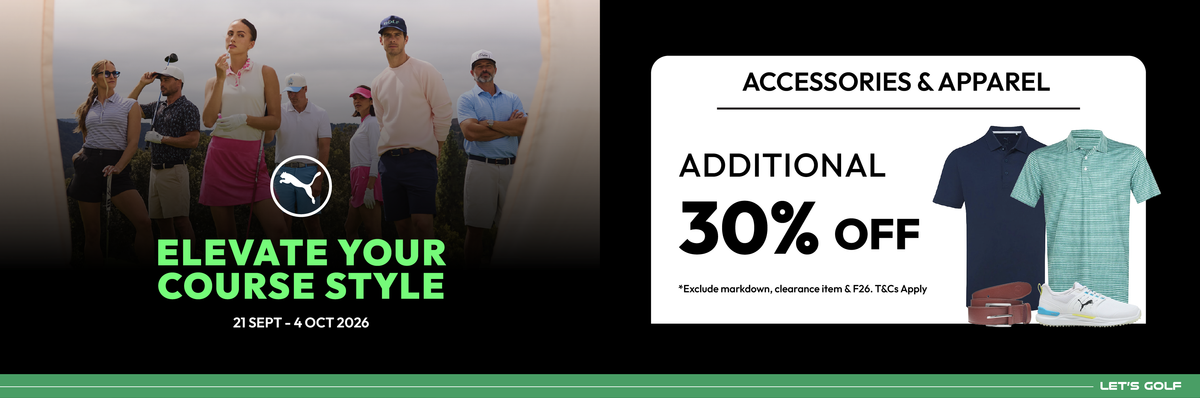 PUMA Golf promo: Get an additional 30% OFF golf accessories and golf apparel at MST Golf. Excludes selected markdown and clearance items, as well as F26 items.